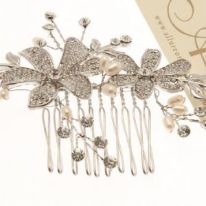 Elegant Fresh Water Pearl & Swarovski Crystal Hair Comb