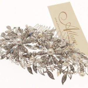 Venetian Styled Bridal Swarovski Crystal & Pearl Hair Comb