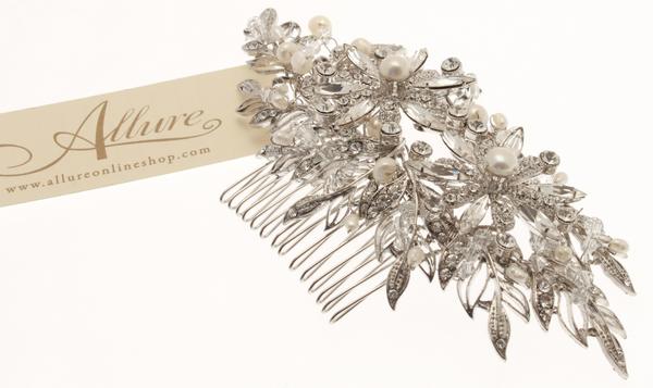 Venetian Styled Bridal Swarovski Crystal & Pearl Hair Comb