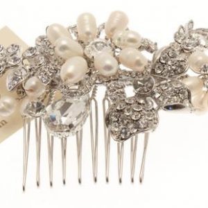 Vintage Swarovski Crystal & Fresh water pearl comb