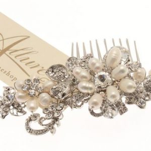 Vintage Swarovski Crystal & Fresh water pearl comb