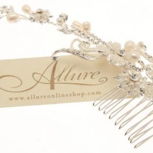 Vintage Silver Fresh Water Pearl Scroll Comb