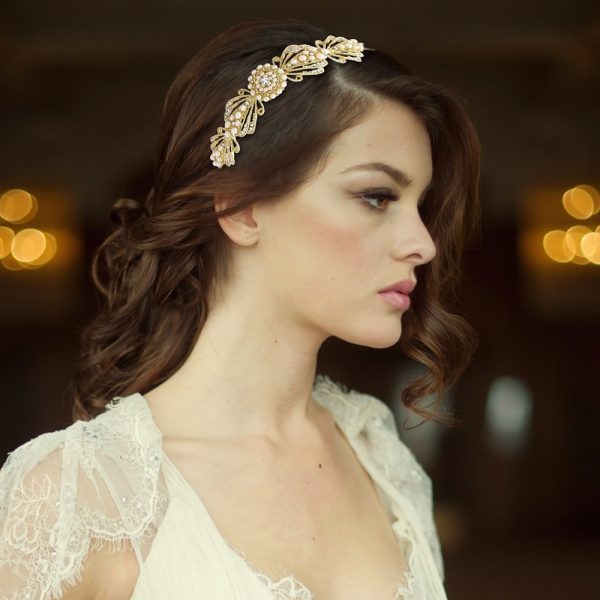 Gatsby Inspired Chic Gold & Pearl Headband