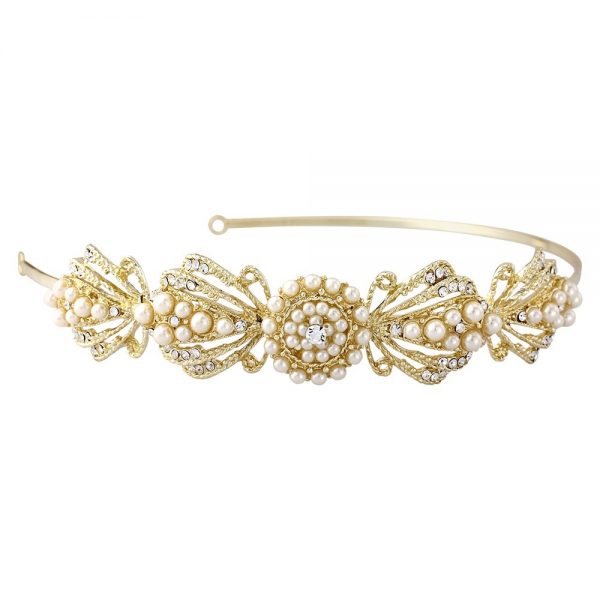 Gatsby Inspired Chic Gold & Pearl Headband