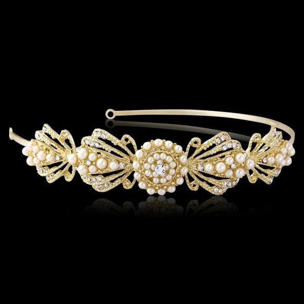 Gatsby Inspired Chic Gold & Pearl Headband