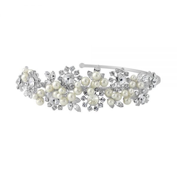 Elegant Ivory Pearl & CZ Crystal Bridal Headband