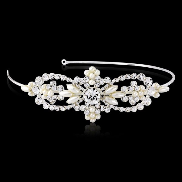 Chic & Elegant Pearl & Crystal Side Headband