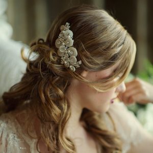 Ivory Pearl & Silver Crystal Luxurious Hair Comb