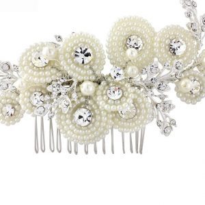 Ivory Pearl & Silver Crystal Luxurious Hair Comb