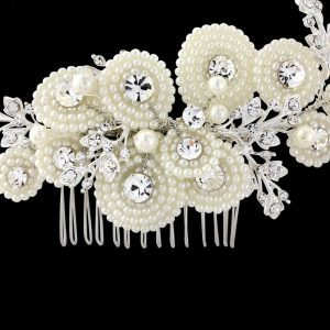 Ivory Pearl & Silver Crystal Luxurious Hair Comb