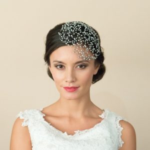 Unique Bridal Clear Swarovski Crystal Birdcage Veil