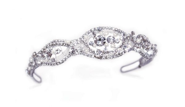 Vintage Bridal Clear Swarovski Crystal & Freshwater Pearl Headpiece