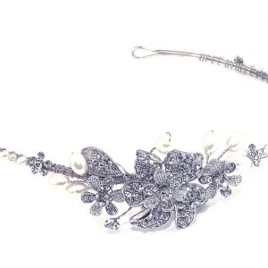 Lovely Bridal Clear Swarovski Crystal & Freshwater Pearls Headpiece