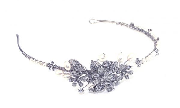 Lovely Bridal Clear Swarovski Crystal & Freshwater Pearls Headpiece