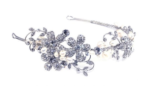 Spectacular Bridal Clear Swarovski Crystal & Freshwater Pearls Headpiece