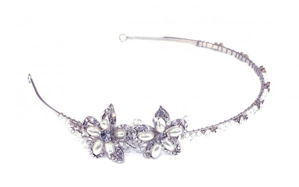 Dainty Floral Bridal Clear Swarovski Crystal Headpiece