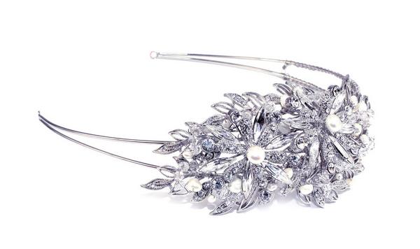 Stunning Vintage Bridal Clear Swarovski Crystal & Freshwater Pearl Headpiece