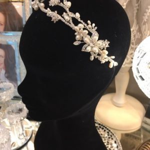 Exquisite Bridal Clear Swarovski Crystal & Freshwater Pearl Headpiece