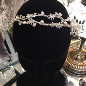 Exquisite Bridal Clear Swarovski Crystal & Freshwater Pearl Headpiece