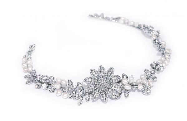 Stunning Versatile Bridal Clear Swarovski Crystal & Freshwater Pearl Headpiece