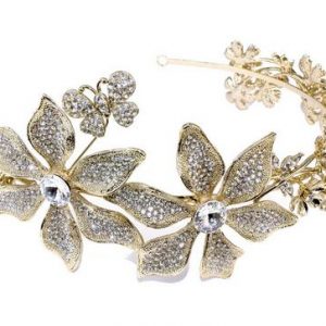 Stunning Gold Eye-Catching Bridal Clear Swarovski Crystal Headband