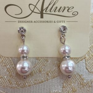 White Swarovski Pearl Earrings with Rondelle