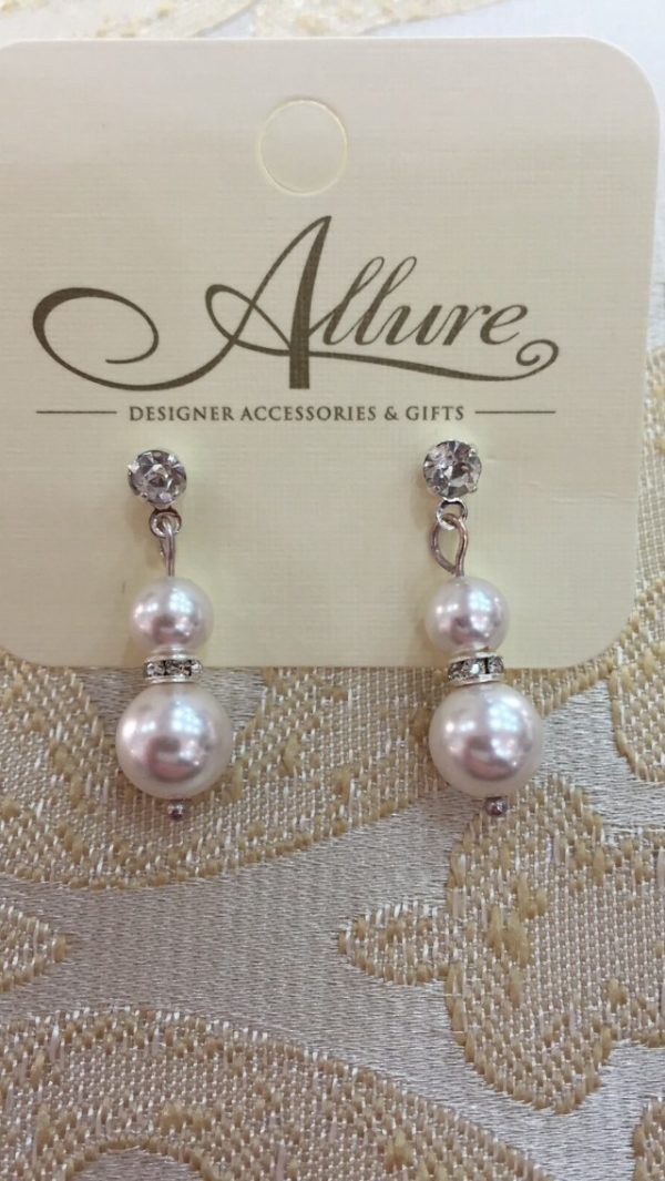 White Swarovski Pearl Earrings with Rondelle