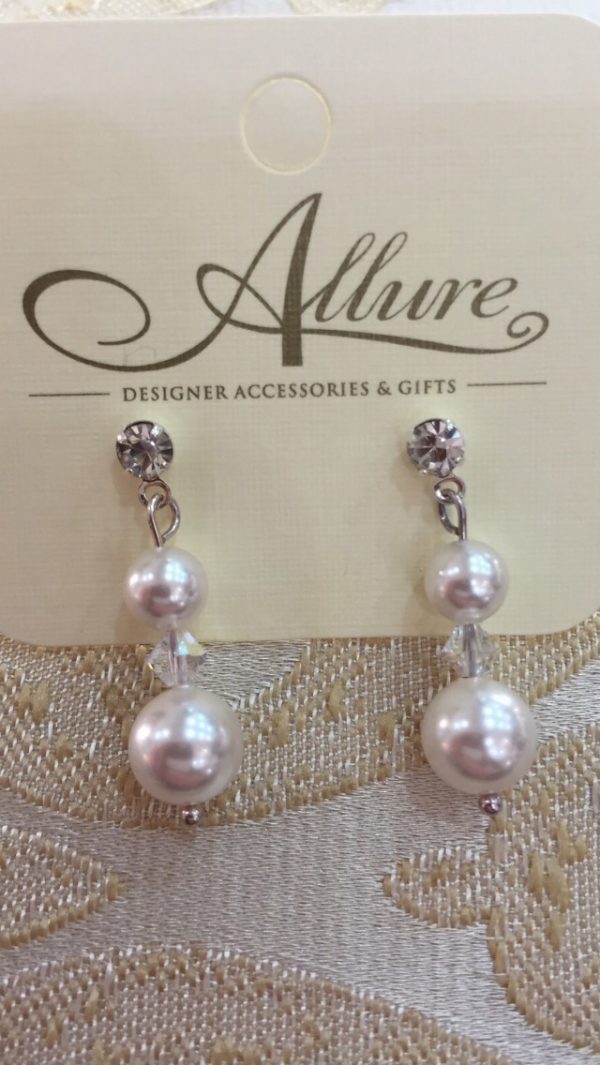 White Swarovski Pearl Earrings