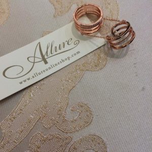 Unique Double Rose Gold and Crystal Ring