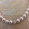 Stunning White Pearl Necklace with Disco Ball