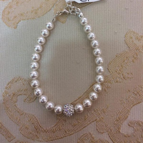 Stunning Ivory Pearl Bracelet with Disco Ball