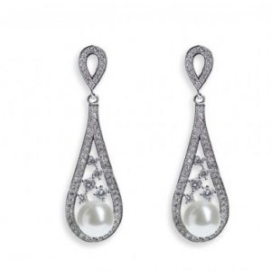 Graceful Pearl & Silver Earrings