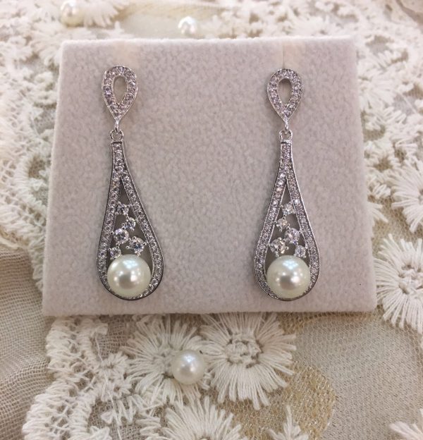 Graceful Pearl & Silver Earrings