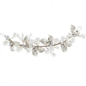 Silver Clear Crystal & Pearl Hair Vine