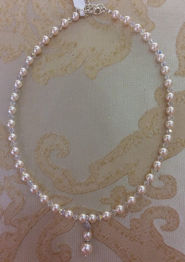 Ivory Pearl & Crystal Drop Necklace