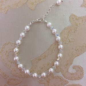 White Pearl & Crystal Bracelet