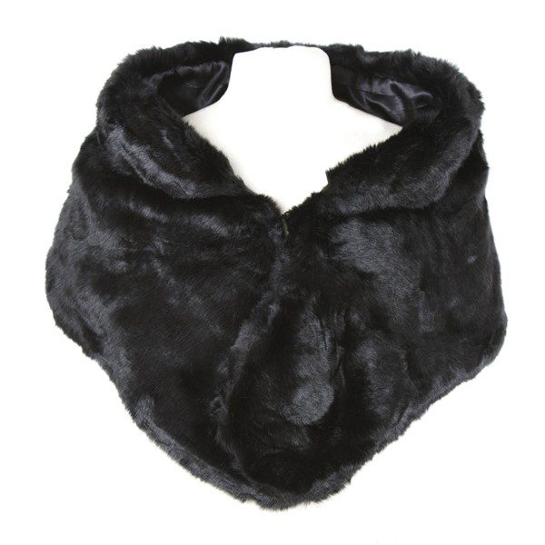 Black Faux Fur Wrap with Collar Detailing - Allure Online Shop