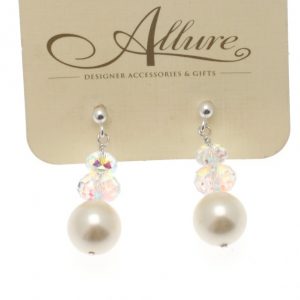 White Pearl & Swarovski Crystal Earring