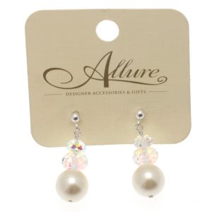 White Pearl & Swarovski Crystal Earring