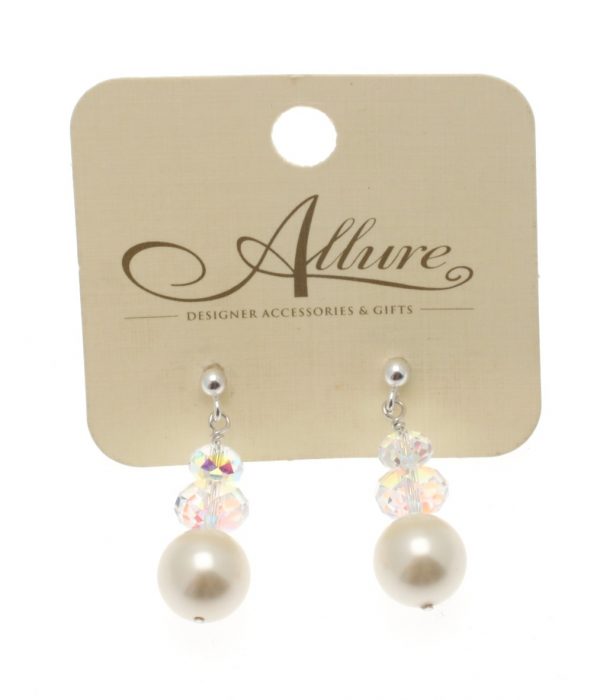 White Pearl & Swarovski Crystal Earring