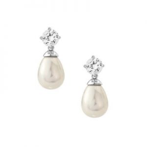 Elegant Pearl and Diamante Drop Earrings