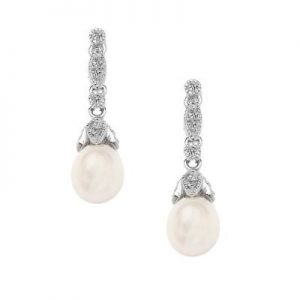 Elegant Pearl and Diamante Drop Earrings