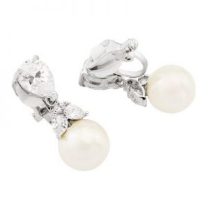 Graceful Pearl and Diamante Clip on Earrings