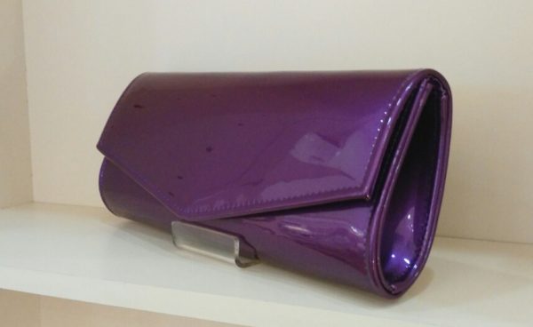 Metallic Purple Patent Clutch Bag