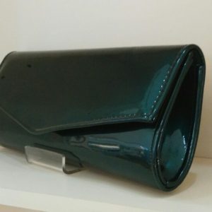 Metallic Teal Patent Clutch Bag