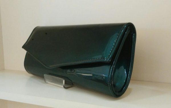 Metallic Teal Patent Clutch Bag