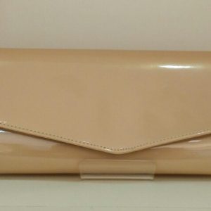 Nude Patent Clutch Bag