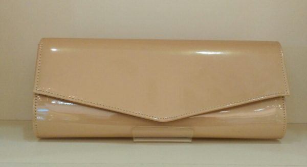 Nude Patent Clutch Bag