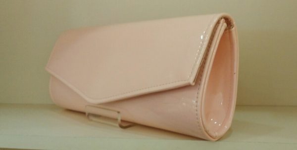 Pale Pink Patent Clutch Bag