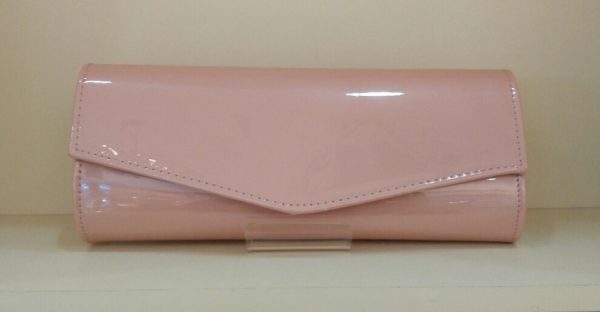 Nude Pink Patent Clutch Bag